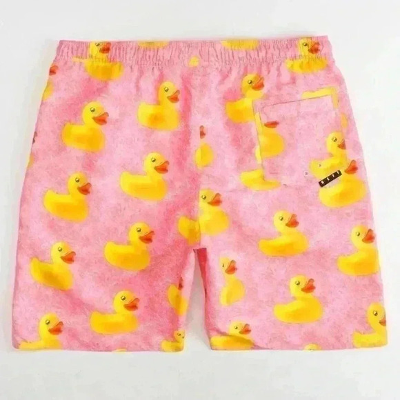 NEFF Men’s Pink Rubber Duckie Swim Board Shorts Size X-Large - Picture 3 of 11